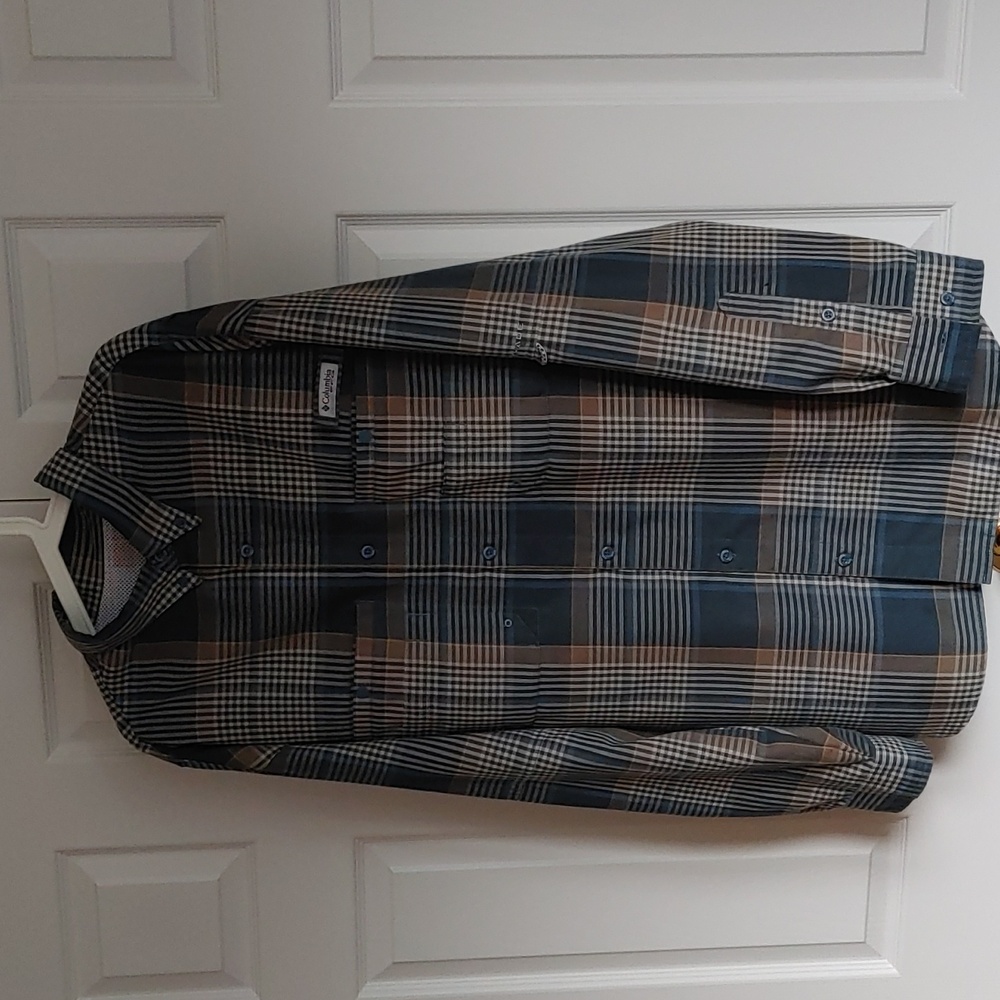 Columbia Men's Plaid Button Down Shirt - Blue and Brown